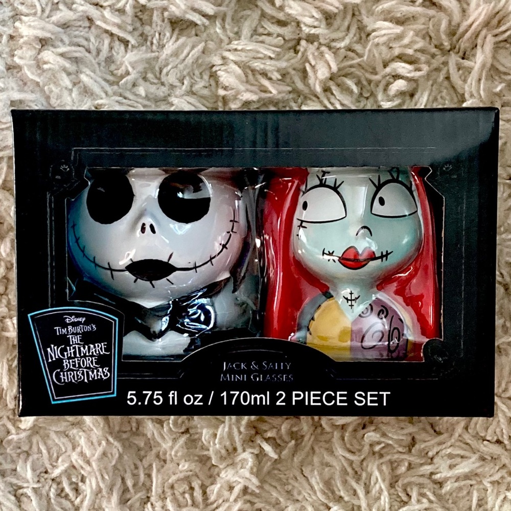 Disney Jack & Sally Mini Glass Set - Black and Red